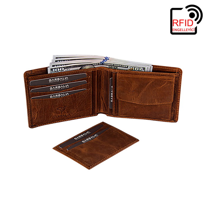 Zoozie Bags Cartera para Hombre de Piel Auténtica, Tostado, 10 cm x 2 cm x 7.4 cm